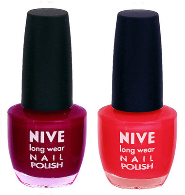 Nive Colour Blast Nail Polish (Set of 2 Nail Polish) 1405201727 Pink,Red(Pack of 2)