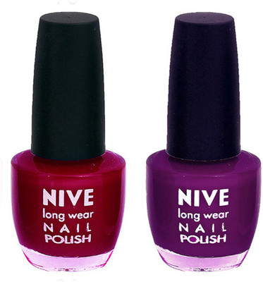 

Nive Colour Blast Nail Polish (Set of 2 Nail Polish) 1405201704 Pink,Purple(Pack of 2)
