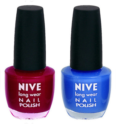 

Nive Colour Blast Nail Polish (Set of 2 Nail Polish) 1405201717 Pink,Blue(Pack of 2)