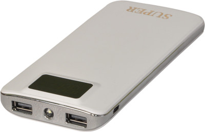 

SUPER 12000 mAh Power Bank (PIng Ultra slim, 2 Port With Led & digital Display)(White, Lithium-ion)