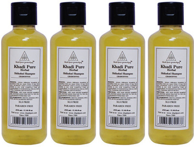 

Khadi Pure SHIKAKAI SHAMPOO SLS Set Of 4(840 ml)