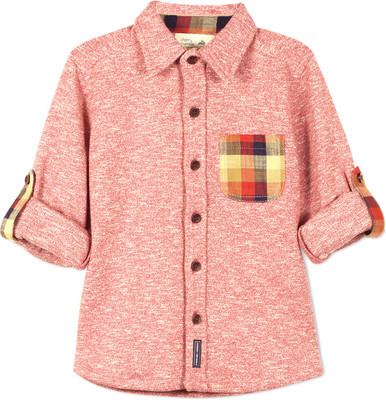 

Cherry Crumble California Boys Solid Casual Red Shirt, Caramine