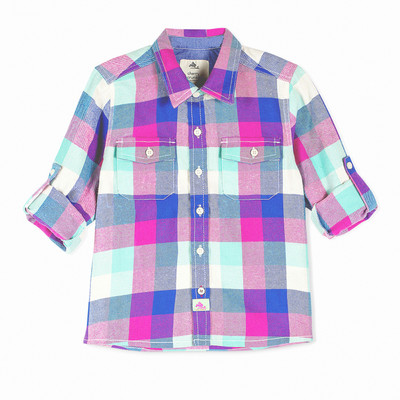 

cherry crumble california Girls Solid Casual Multicolor Shirt, Multicolor checkered
