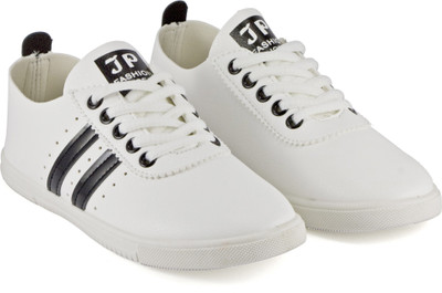 

DeVEE JP Double Striped Flat White-Black Sneakers For Women(White, Black