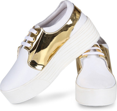 

Tapps Sneakers For Women(Multicolor, White and gold