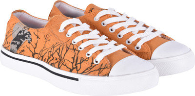 

WalkJump orange printed canvas shoes,casuals,outdoors,printed Sneakers For Men(Multicolor