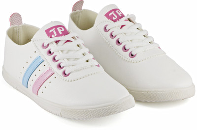

DeVEE JP Double Striped Flat White-Pink Sneakers For Women(White, Pink