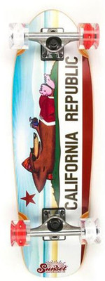 

sunset skateboard co. California Bear 8.25 inch x 9.75 inch Skateboard(White, Pack of 1)
