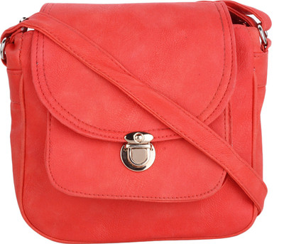Vogue Street Girls Casual Pink, Orange PU Sling Bag, Orange;pink