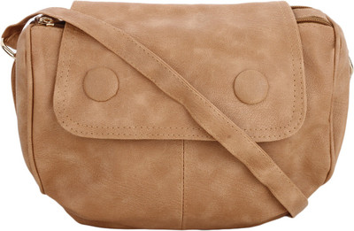 CRAVEFORIT Girls Casual Beige PU Sling Bag