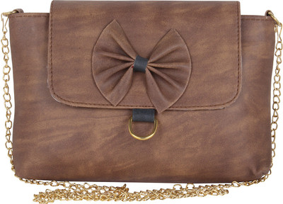 

Pink Rose Women Evening/Party Brown PU Sling Bag