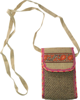 

GREAN Girls Casual Brown Jute, Cotton Sling Bag