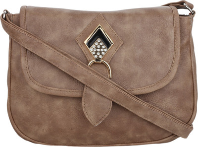 CRAVEFORIT Girls Casual Khaki PU Sling Bag