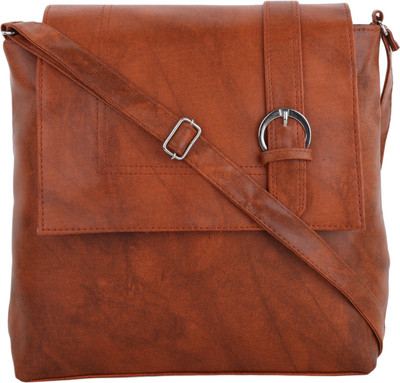 CRAVEFORIT Girls Casual Tan PU Sling Bag