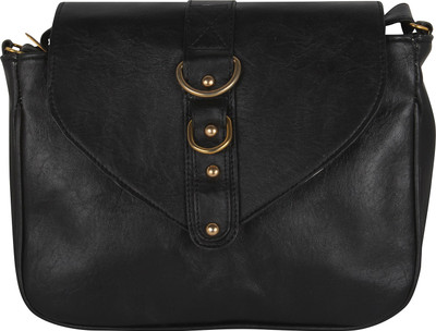 

Pink Rose Women Casual Black PU Sling Bag