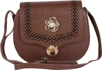 

Pink Rose Women Casual Brown PU Sling Bag