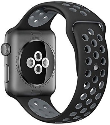 

ShopAIS iWatch Replacement Silcone Band Strap 42mm with Inbuilt Pin and Tuck Clasp (Dotted Pattern, Black & Gray) Smart Watch Strap(Mullti Color)