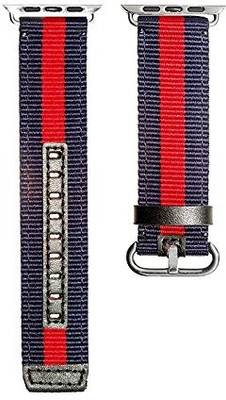 

ShopAIS Nylon Canvas Fabric Striped Changeable Replacement Wrist Watch Band Strap for 42mm Blue, Red Smart Watch Strap(Mullti Color)