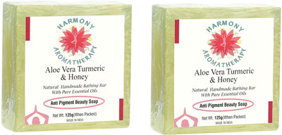 

Harmony Aromatherapy Aloe Vera Turmeric And Honey Natural Handmade Bathing Bar With Pure Essential Oils(125 g, Pack of 2)