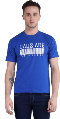 BRITISH TERMINAL Self Design Men Round Neck Blue T-Shirt