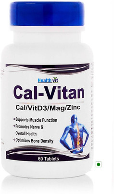 

HealthVit Cal-vitan Calcium,Vitamin D3,Magnesium ,Zinc 60 Tablets(60 No)