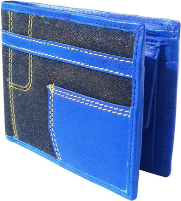

NUKAICHAU Men Blue Genuine Leather Wallet(3 Card Slots), Cobo blu 3