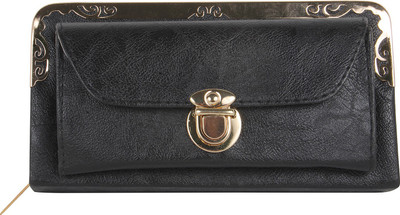 

Pink Rose Women Formal Black Artificial Leather Wallet(2 Card Slots)