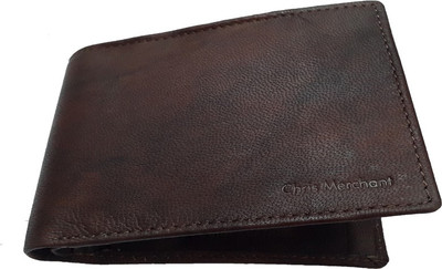 

Chris Merchant Men Brown Genuine Leather Wallet(6 Card Slots), Black