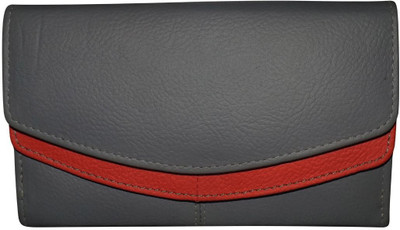 

Style 98 Women Grey, Red Genuine Leather Wrist Wallet(11 Card Slots)