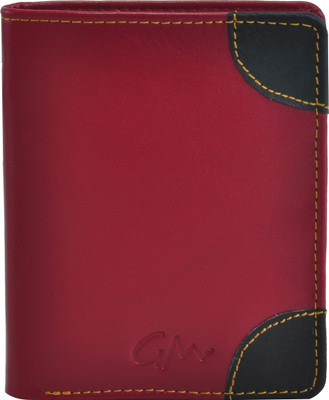 

Gentleman Men Red Genuine Leather Wallet(9 Card Slots), Black;red