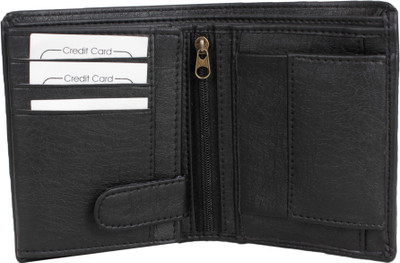 

REHBAR Boys Black Artificial Leather Wallet(10 Card Slots), Black 10