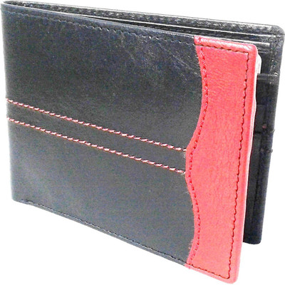 

NUKAICHAU Men Black Genuine Leather Wallet(7 Card Slots), Cobo blk red 7c