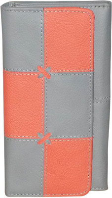 

Style 98 Women Casual Orange, Grey Genuine Leather Wrist Wallet(5 Card Slots), Grey;orange
