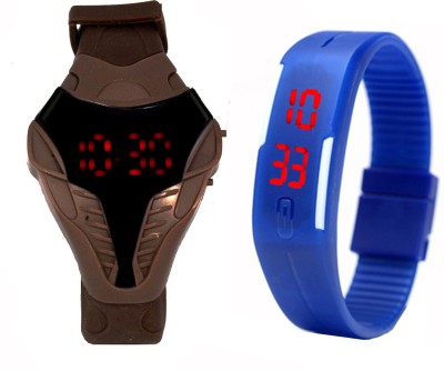 Stealodeal Brown Cobra Shape and Blue Led|Combo of 2| Brown Cobra Shape and Blue Led|Combo of 2| Watch  - For Boys & Girls   Watches  (Stealodeal)