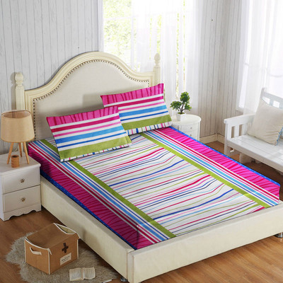 66% OFF on Optimistic Home Furnishing 104 TC Cotton Double Striped Bedsheet(1 Bedsheet, 2 Pillows, Multicolor)