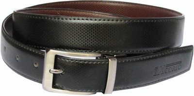 

eXcorio Men Formal Black Artificial Leather Reversible Belt, Black brown