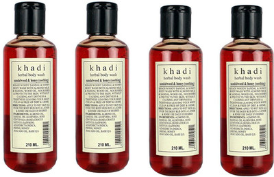 

Khadi Natural Sandalwood & Honey Body Wash(840 ml, Pack of 4)