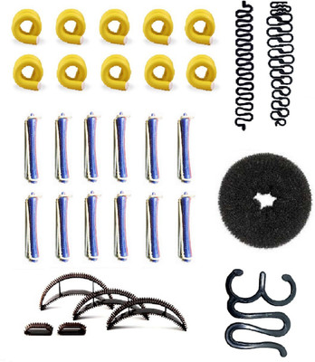 

Out Of Box Super Combo 10 Pieces Self Holing Roller 12 Pieces Perming Curler 5 Piece Velcro Bumpit Topsy Maker 3 Piece French Hair Braider Tool With 1 Hair Donut Bun Maker(Set of 31)