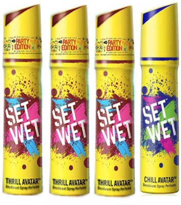 

Set Weet 3 Thrill Avatar And 1 Chill Avatar Set of 4 Deodorant Spray - For Men(150 ml, Pack of 4)