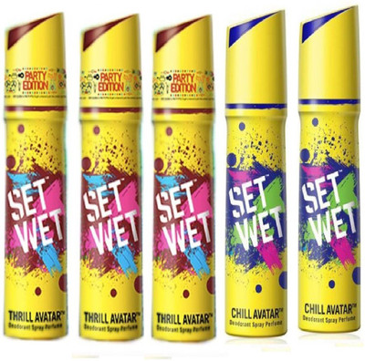 

Set Wet 3 Thrill Avatar And 2 Chill Avatar Set 5 Deodorant Spray - For Men(150 ml, Pack of 5)