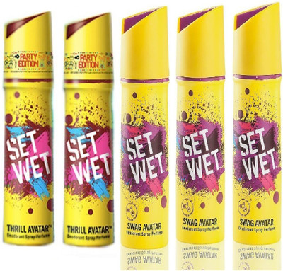 

Set Wet 2 Thrill And 3 Swag Pack of 5 Perfume Body Spray - For Men(150 ml, Pack of 5)