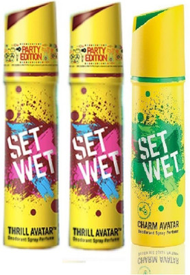 

Set Wet Set Wet 2 Thrill And 1 Charm set of 3 Perfume Body Spray - For Men(150 ml, Pack of 3)