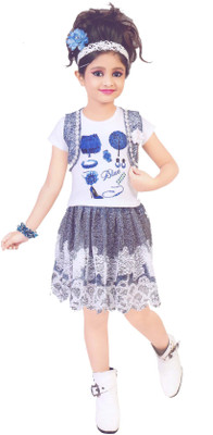 Hey Baby Girls Party(Festive) Top Shirt(Blue