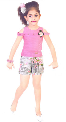 

Hey Baby Girls Party(Festive) Top Pant(Pink