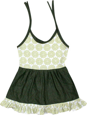 Adt Saral Girls Midi/Knee Length Casual Dress(Multicolor, Noodle strap)