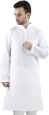 Royal Heritage Men Solid Straight Kurta(White) Royal Heritage Men Solid Straight Kurta(White)