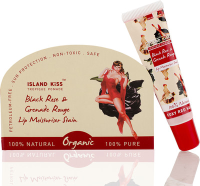 

Island Kiss 100% Natural & Organic Lip Moisturiser & Stain with SPF 15 Black Rose & Grenade Rouge(14 g)