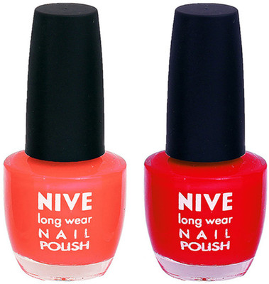 

Nive Colour Blast Nail Polish 1106201642 Orange,Red(Pack of 2)