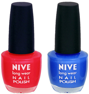 

Nive Colour Blast Nail Polish 1106201642 Red,Blue(Pack of 2)