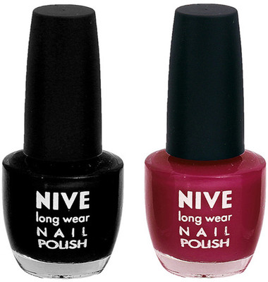 

Nive Colour Blast Nail Polish 1106201725 Black,Pink(Pack of 2)